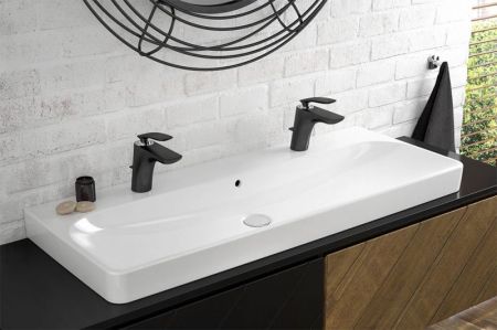 Смеситель для раковины  KLUDI BALANCE 520238775 (черный/хром, L-12,6 H-10), шт, артикул 520238775