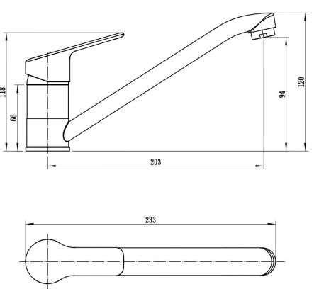 Смеситель Wave для кухни, излив 243 мм, артикул: WA05, артикул WA05