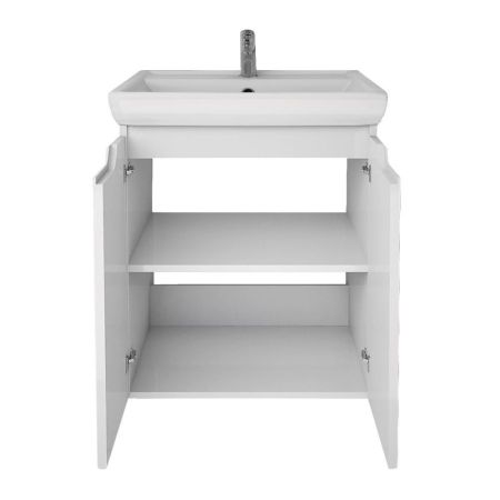 Тумба с раковиной подвесная Dreja Q Plus (D) 55 см, белый, артикул 99-1008-com