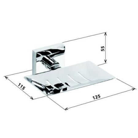 Мыльница Beta прямоугольная 125x55x115мм, хром, артикул 132208082