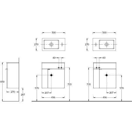 Тумба LATO подвесная с дверцей 50, белая глянцевая, артикул LA.50\WHT