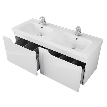 Тумба Hella 120, 2 чаши, белый лак, артикул OW24.07.00