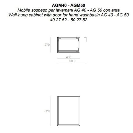SIMAS AGILE  Тумба подвесная 40x27xh51 см, для раковины AG40., 1 дверца,  цвет BARRIQUE