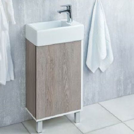 Тумба под раковину АКВАТОН ЭММА 44,8 1A221601EAD80 (напольная, белый/дуб наварра), шт, артикул 1A221601EAD80