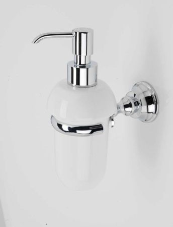 Stil Haus Smart, настенный керамический дозатор, цвет хром - золото - белая керамика, артикул SM30(02-BI)