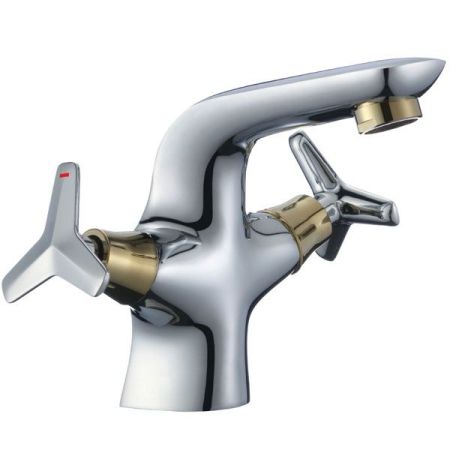 Смеситель для раковины Rossinka RS41-61 Хром Золото, артикул RS41-61