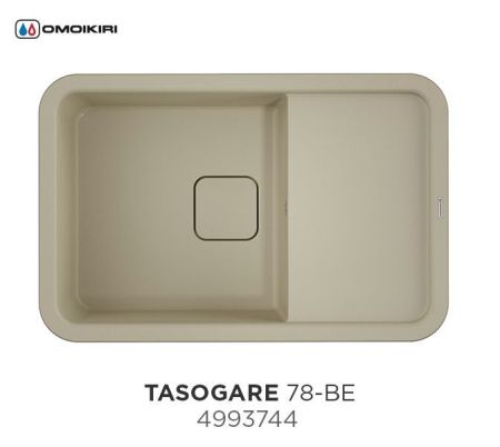 Мойка, OMOIKIRI, Tasogare, ширина, мм-780, глубина, мм-510, высота, мм-210, тип установки-встраиваемый, отверстия для смесителя-4 промаркированных, с переливом, сифон и донный клапан в комплекте, автоматический донный клапан-приобретается отдельно, матери, артикул 4993744
