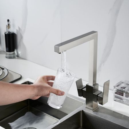 Смеситель для кухни с подключением фильтра Shevanik S148L, сатин, артикул S148L