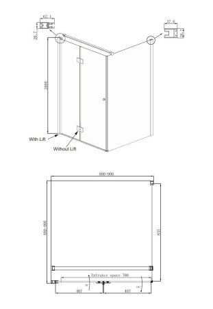 Душевой уголок Ambassador Diamond 12011106L-MA1, квадратный, точечный трап, 100х100