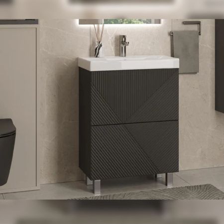 Тумба под раковину напольная Velvex Edge tn.EDG.9696.60.2Y графит, 60 см, артикул tn.EDG.9696.60.2Y графит