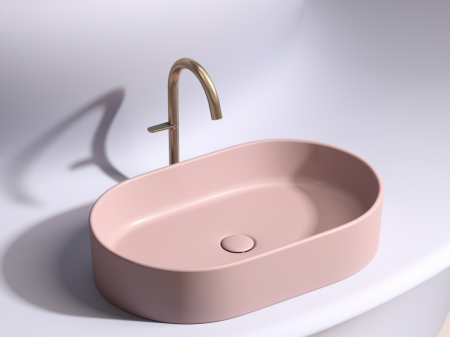 Умывальник чаша накладная овальная (цвет Розовый Матовый) Элемент (Element) 608x385x122мм, артикул CN6048MP