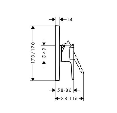 AX Citterio E Встраиваемый смеситель для душа, однорычажный (внешняя часть), цвет: хром, артикул 36655000