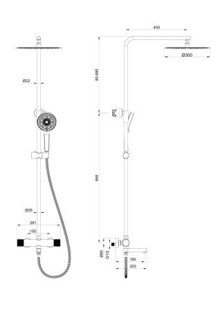 Душевая система с термостатом WONZON & WOGHAND, Хром (WW-88739902-CR), артикул WW-88739902-CR