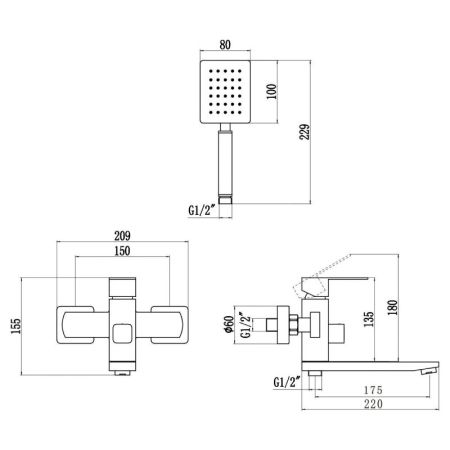 Смеситель для ванны Fmark FS8104C, матовое золото