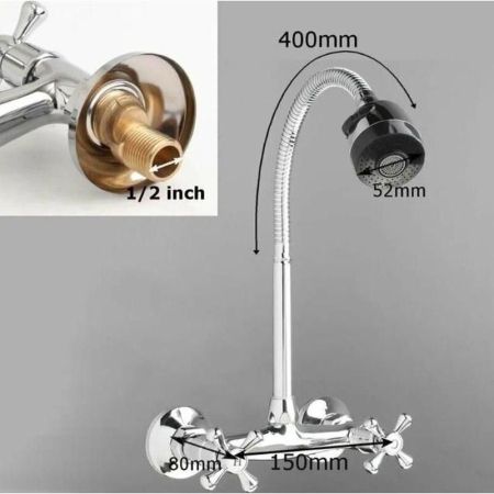 Смеситель для кухни настенный с гибким изливом D-Lin D142810-T, хром
