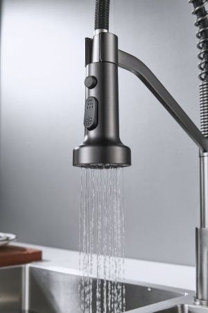 Смеситель для кухни с гибким изливом Shevanik S963T, оружейная сталь