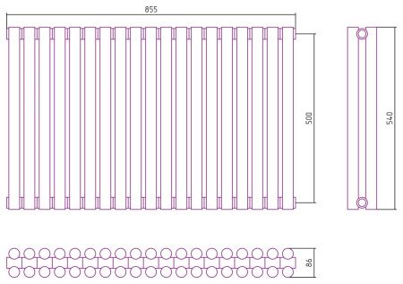 Отопительный радиатор ЭСТЕТ-11 н/ж 500х855 / 19 сек (БЕЛЫЙ)