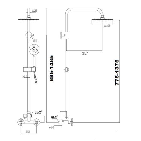 Душевая система Fmark FS8435H, черный