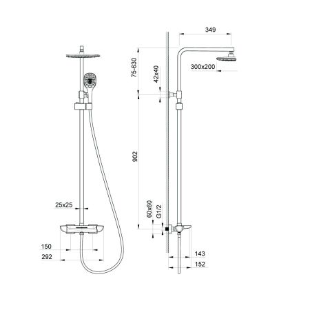 Душевая система Timo Helmi SX-1170/03 черный, артикул SX-1170/03