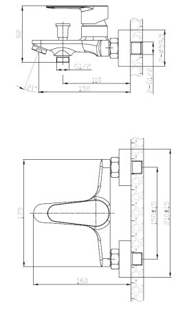 Смеситель для ванны VODA Snow white SW 54 W