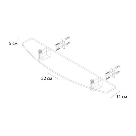 Полка стеклянная FIXSEN TREND FX-97803, черный, артикул FX-97803