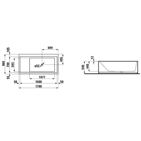 Laufen Kartell Ванна 1700x860x440мм, свободностоящая, с слив-переливом с подсветкой,  сисит. подъема, материал: композит, цвет: белый, артикул 2.2333.2.000.616.1