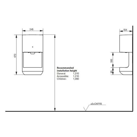 TOTO PUBLIC Сушилка для рук, 245x154x470мм, цвет: белый цена со склада нашего), артикул TYC324W
