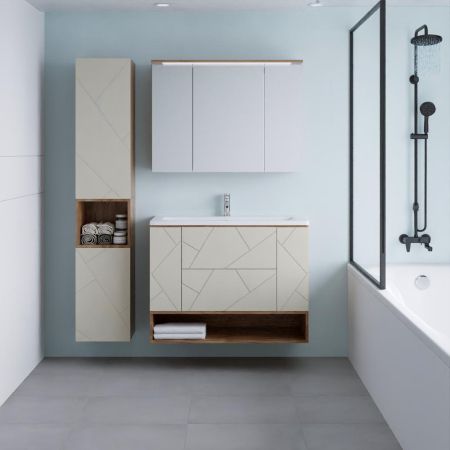 Зеркальный шкаф Бриклаер КРИСТАЛЛ 95 см, дуб крафт табачный, артикул 4627125417214