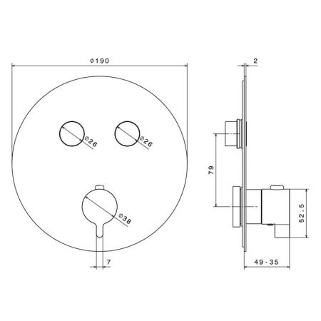Newform XT Наружная часть для термостатического смесителя, на 2 источника, переключение - кнопки (для 27751) цвет: хром