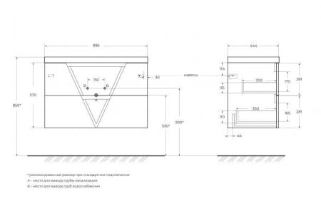 Мебель для ванной комнаты BELBAGNO VITTORIA-900, артикул VITTORIA-900-2C-SO-TB-P