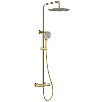 Смеситель Lemark Beluga для душа с регулируемой высотой штанги и лейкой верхнего душа «Тропический дождь» (LMF-8025B-BRLG)