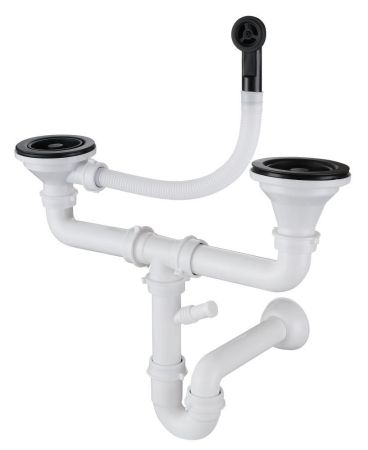 Сифон двойной  3 1/2"  с круг пер черный, артикул 12G14PB4-P2A  черн