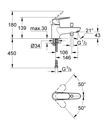 Смеситель для ванны GROHE Eurosmart Cosmopolitan, хром (32836000)