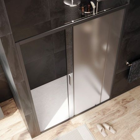 W90G-140-1-195BM Gem Solo Дверь душевая 140х195, стекло матовое, профиль черный матовый W90G-140-1-195BM Gem Solo Дверь душевая 140х195, стекло матовое, профиль черный матовый