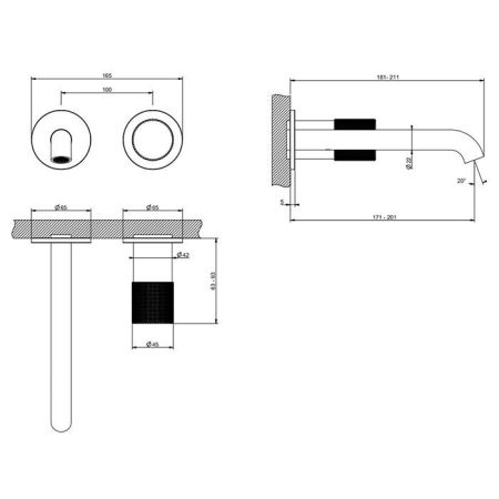 GESSI HABITO DIAMANTATO Смеситель для раковины настенный встраиваемый, однорычажный, цвет хром, артикул 70688#031