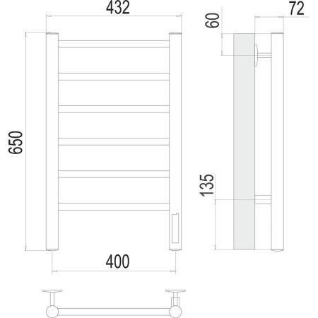 Полотенцесушитель электрический Terminus Аврора П6 40х65, артикул 4670078531148