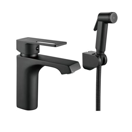 Смеситель для раковины с гигиеническим душем Raffine F171H, черный, артикул F171H