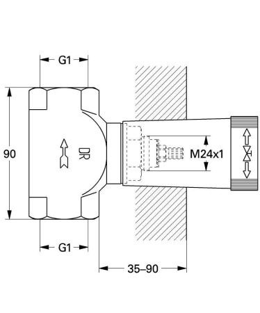 Встраиваемая часть вентиля GROHE, резьба 1 , латунь (29805000) Встраиваемая часть вентиля GROHE, резьба 1 , латунь (29805000)