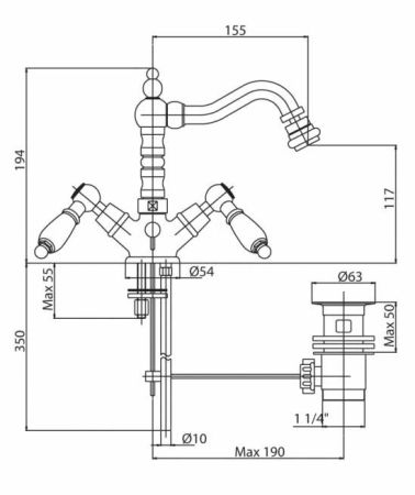 Смеситель для биде Cezares First FIRST-BS2-03-M Золото