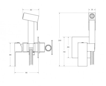 SLIDER-DIF-NOP Гигиенический душ со смесителем, черный матовый, артикул SLIDER-DIF-NOP