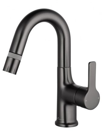 Смеситель для раковины с выдвижным изливом WONZON & WOGHAND, Темный графит (WW-FE01L212-BGG), артикул WW-FE01L212-BGG