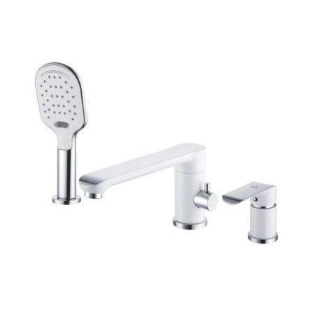 Смеситель на борт ванны Rose R2112F, белый/хром