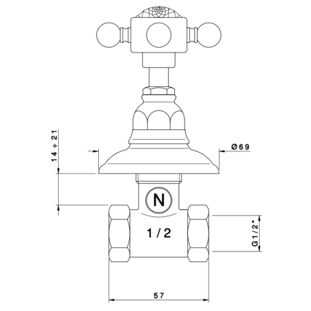 Nicolazzi Half Dome Crystal Вентиль запорный 1/2”, цвет: хром, артикул 1412CR93