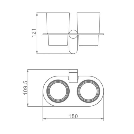 Стакан для ванной комнаты двойной Raglo R300.08.09, графит