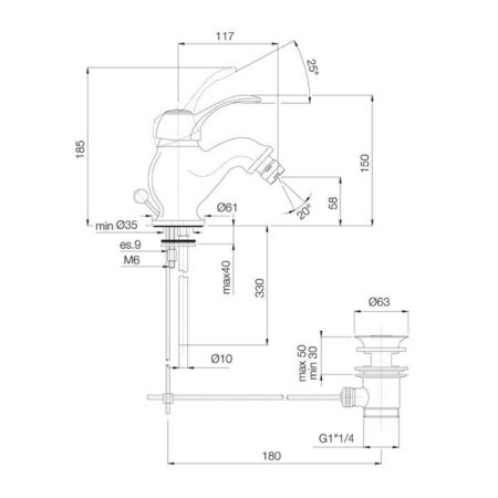 FIMA|Carlo Frattini Lamp Смеситель для биде, с донным клапаном, цвет хром, артикул F3302CR
