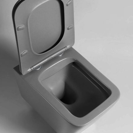 Унитаз подвесной Q-Line VT1-12MA безободковый, цвет антрацит мат., ультратонкое soft close сиденье, артикул VT1-12MA