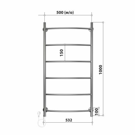 Полотенцесушитель электрический Stelmix 100x50 см, дуга, артикул 4670078543066