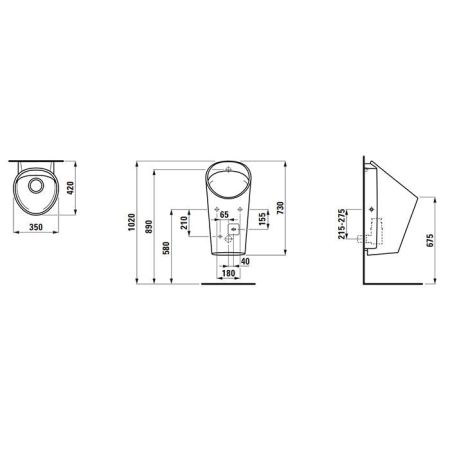 LAUFEN LEMA Писсуар 350х420х730 мм., подвесной, безободковый, внутренний подвод воды, электрон управл, модуль Bluetooth, пит от сети 220V, цвет белый, артикул 8.4119.2.000.401.1