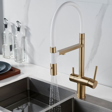 Смеситель для кухни Rose R958G, золотой сатин