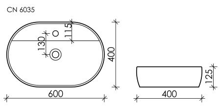 Умывальник накладной Element 600*400*125мм CN6035 Умывальник накладной Element 600*400*125мм CN6035